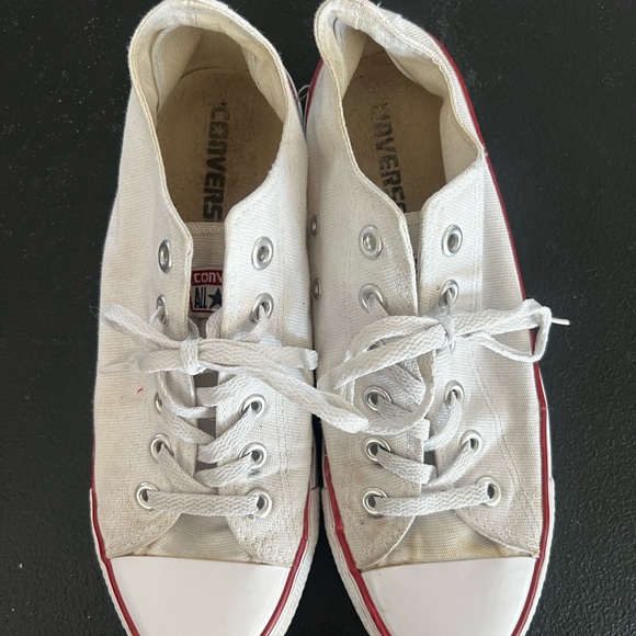 Converse White Lace-Up Sneakers with Red Trim - Picture 4 of 6